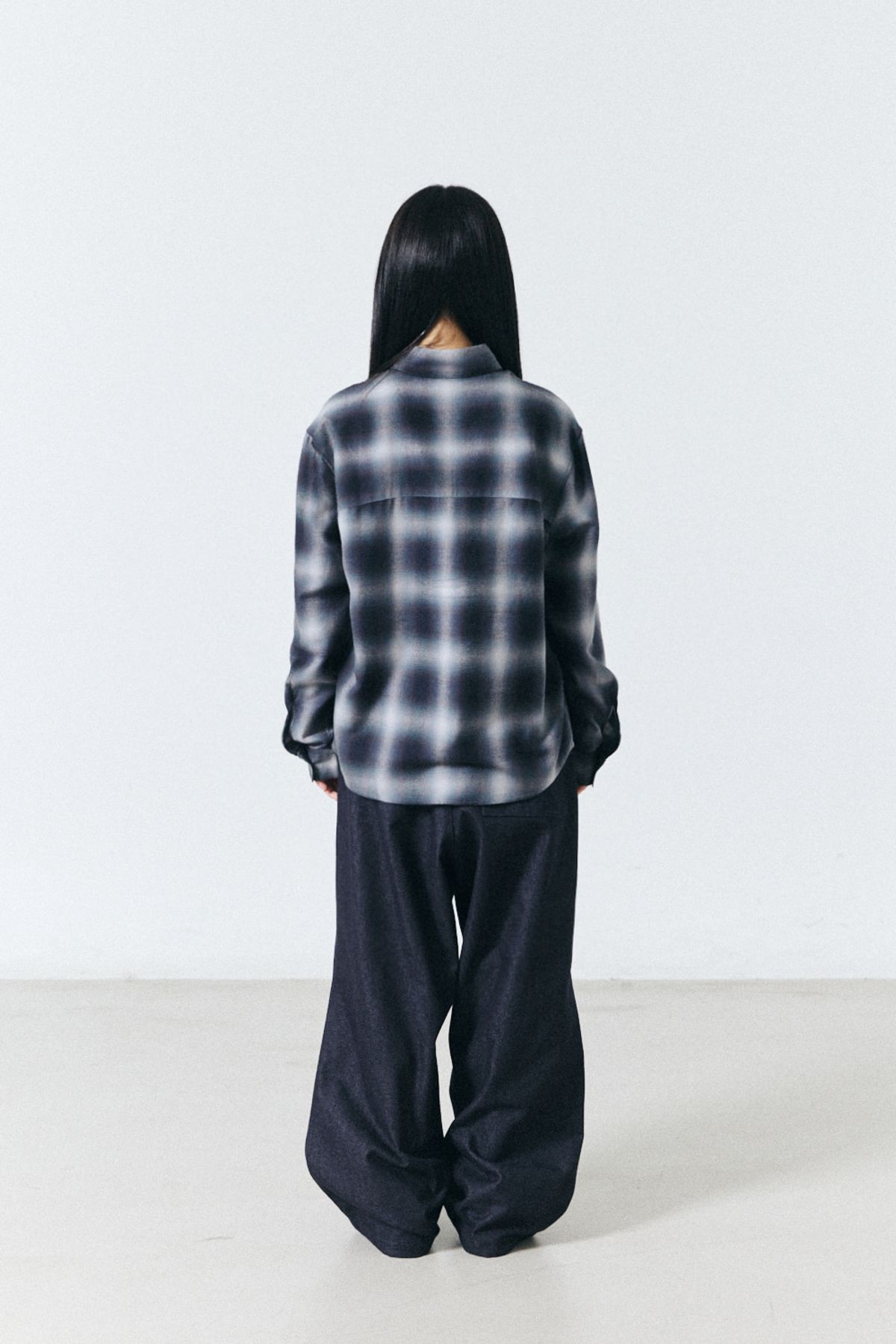 해칭룸(HATCHINGROOM) Regular Shirt Ombre Check Blue/Grey