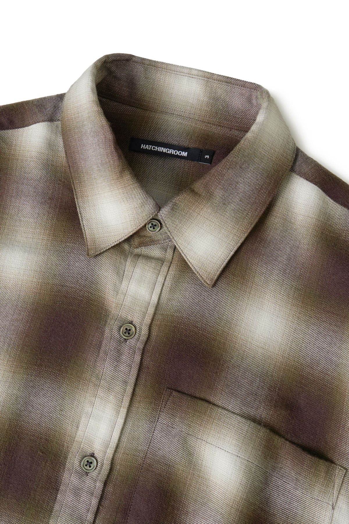 해칭룸(HATCHINGROOM) Regular Shirt Ombre Check Khaki/Brown