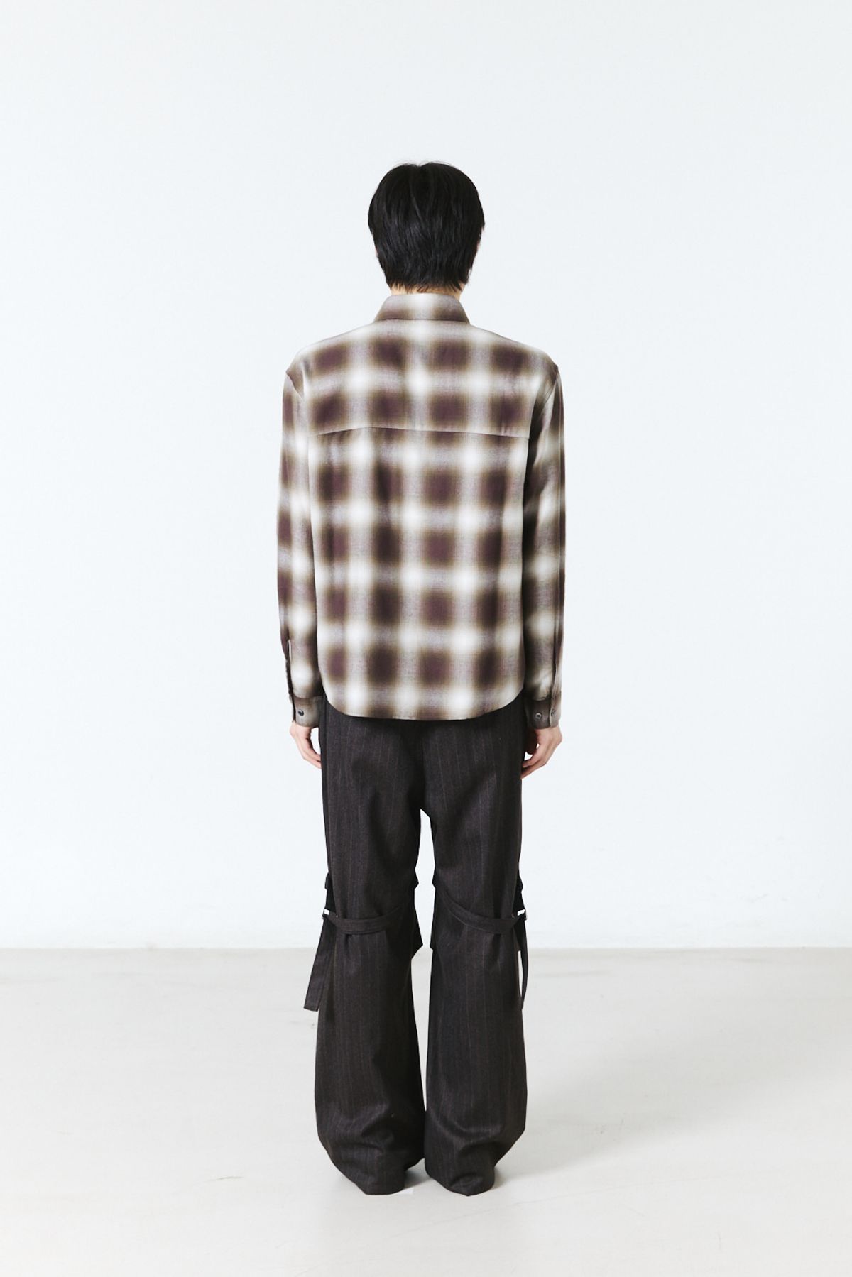 해칭룸(HATCHINGROOM) Regular Shirt Ombre Check Khaki/Brown