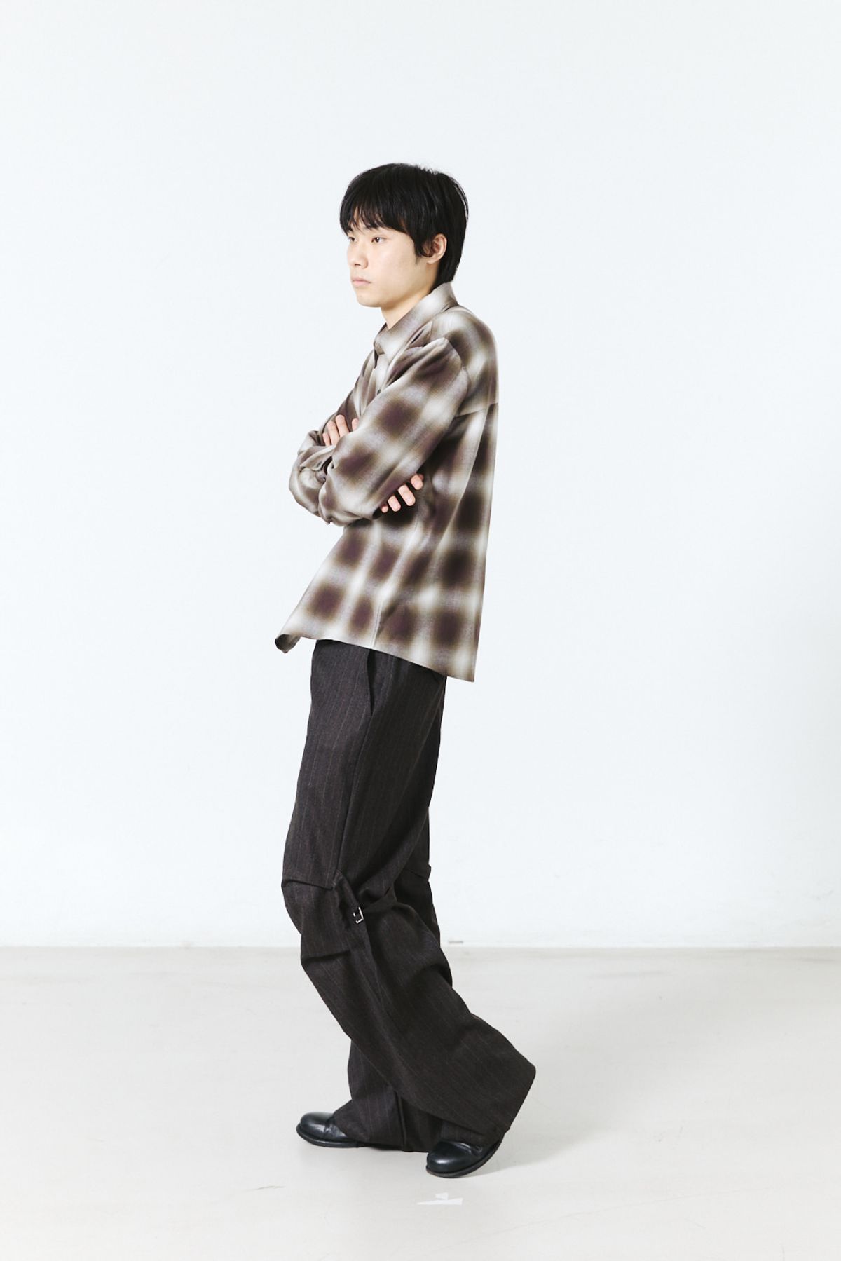 해칭룸(HATCHINGROOM) Regular Shirt Ombre Check Khaki/Brown