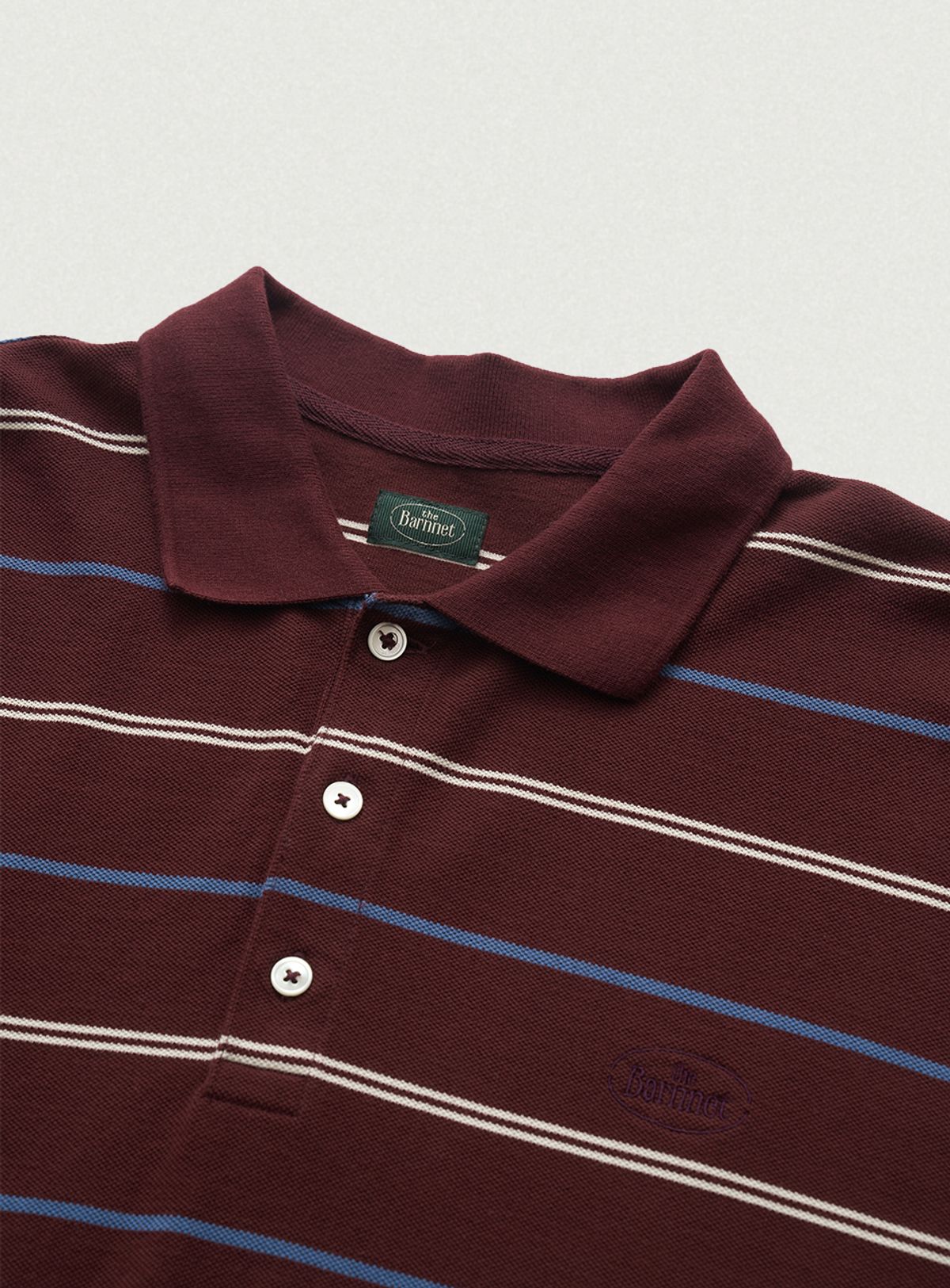 더바넷(THEBARNNET) Tonal Stripe Pique Shirt_Burgundy