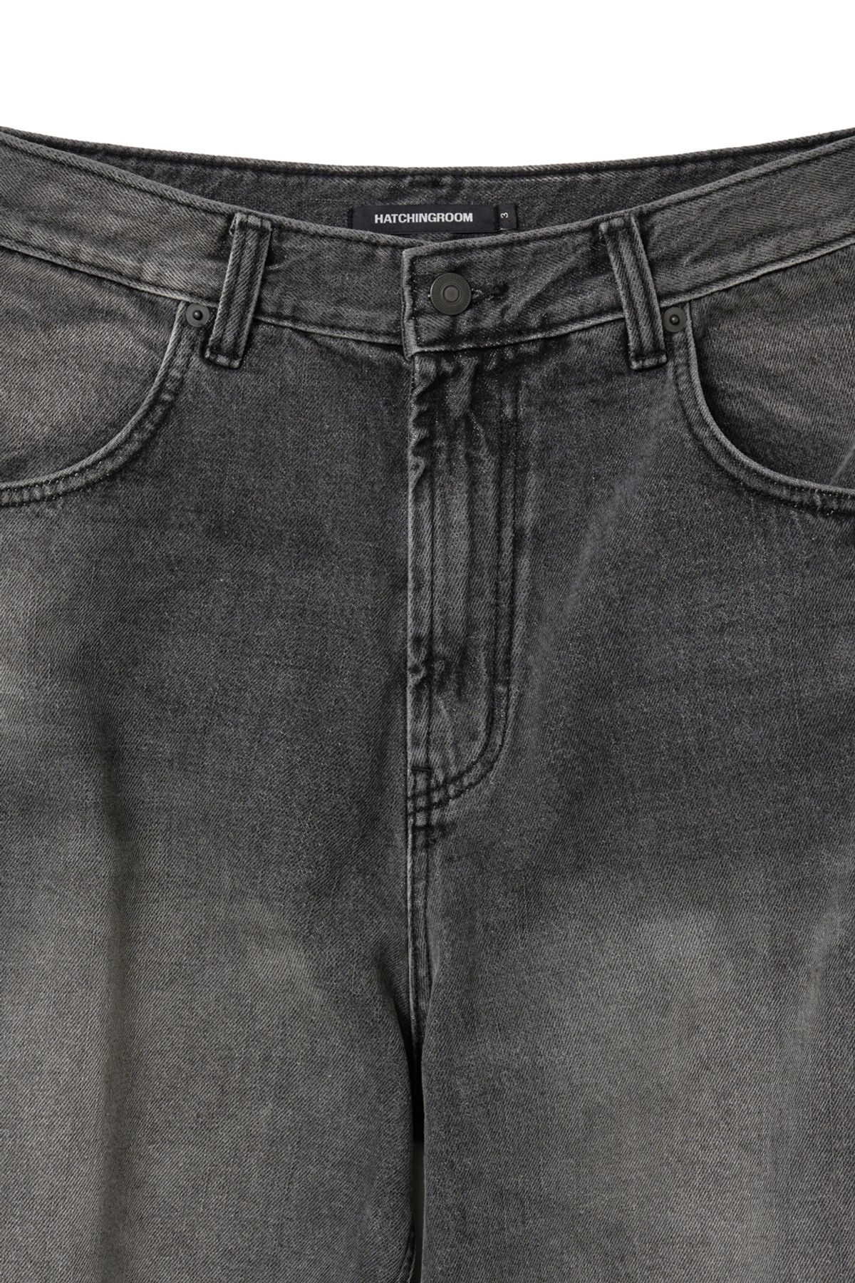 해칭룸(HATCHINGROOM) Flare Button Jeans Washed Black