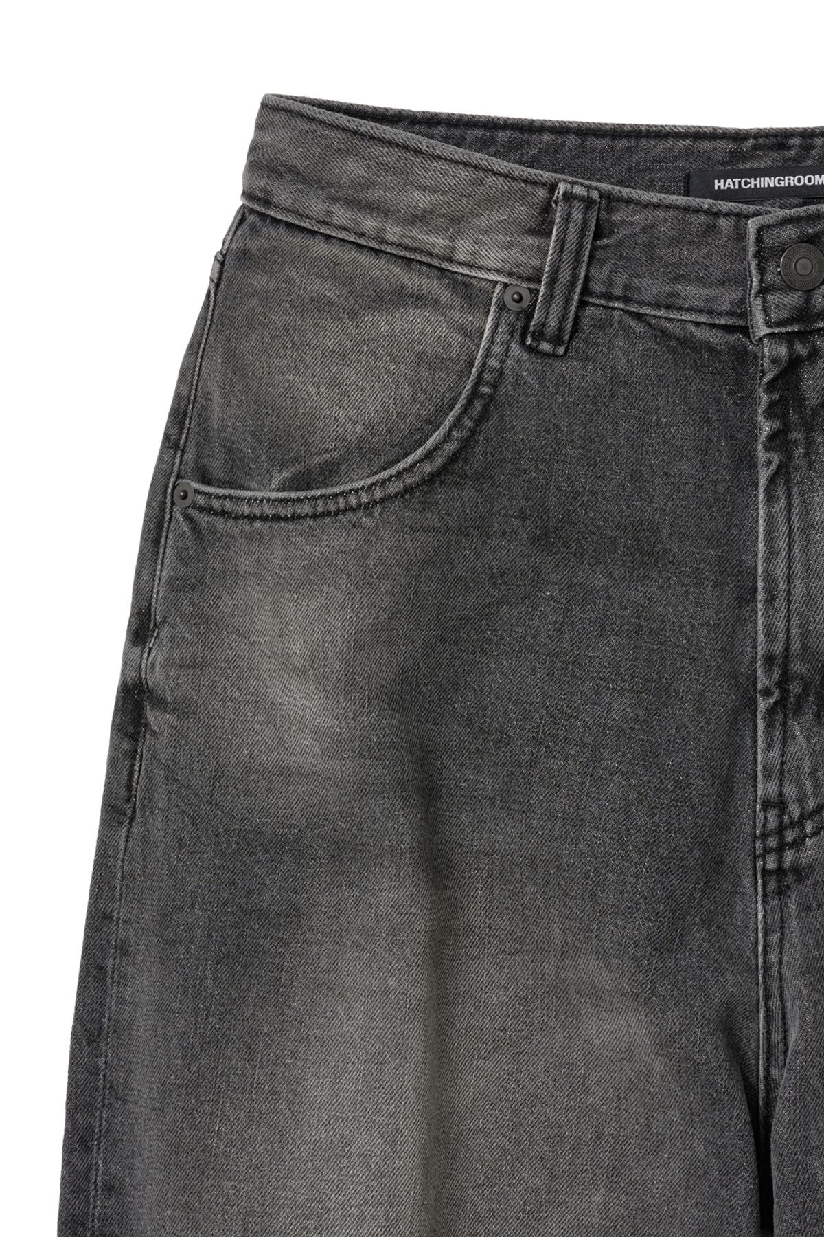 해칭룸(HATCHINGROOM) Flare Button Jeans Washed Black