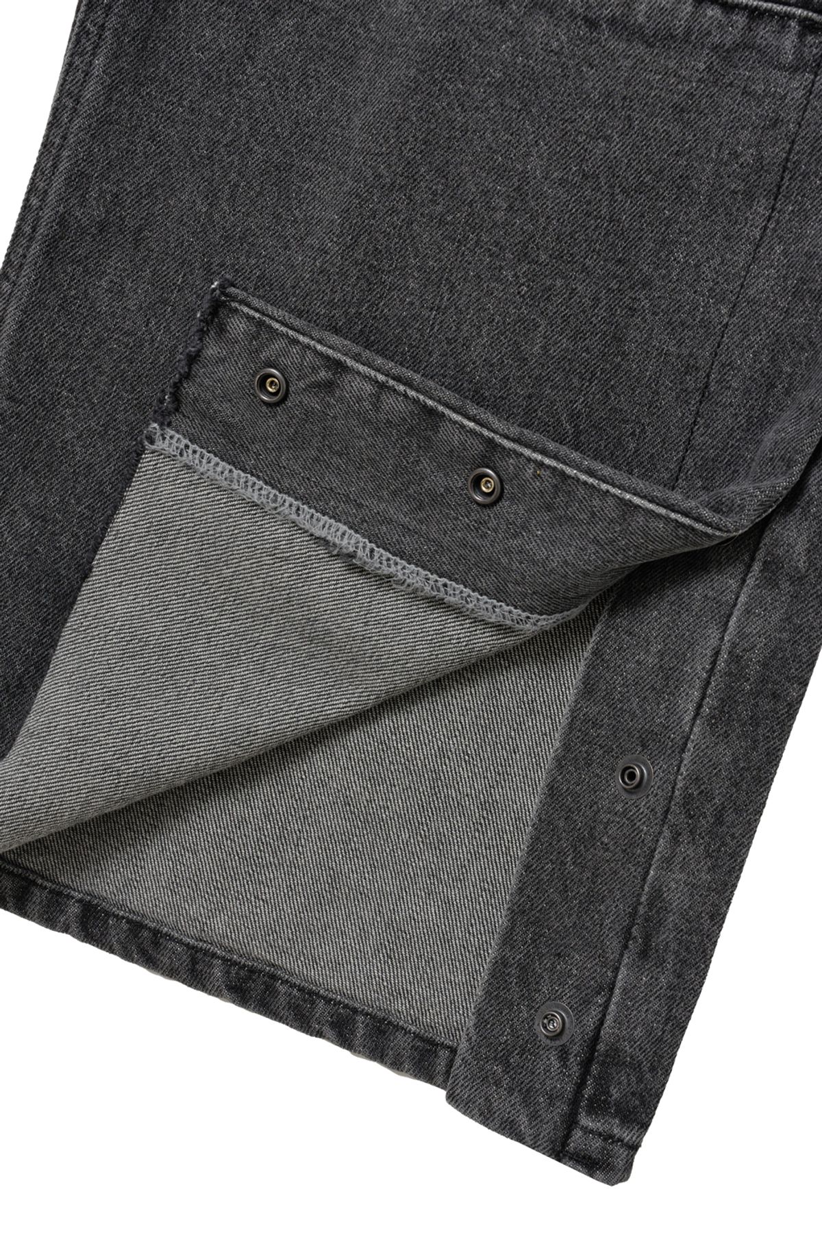 해칭룸(HATCHINGROOM) Flare Button Jeans Washed Black