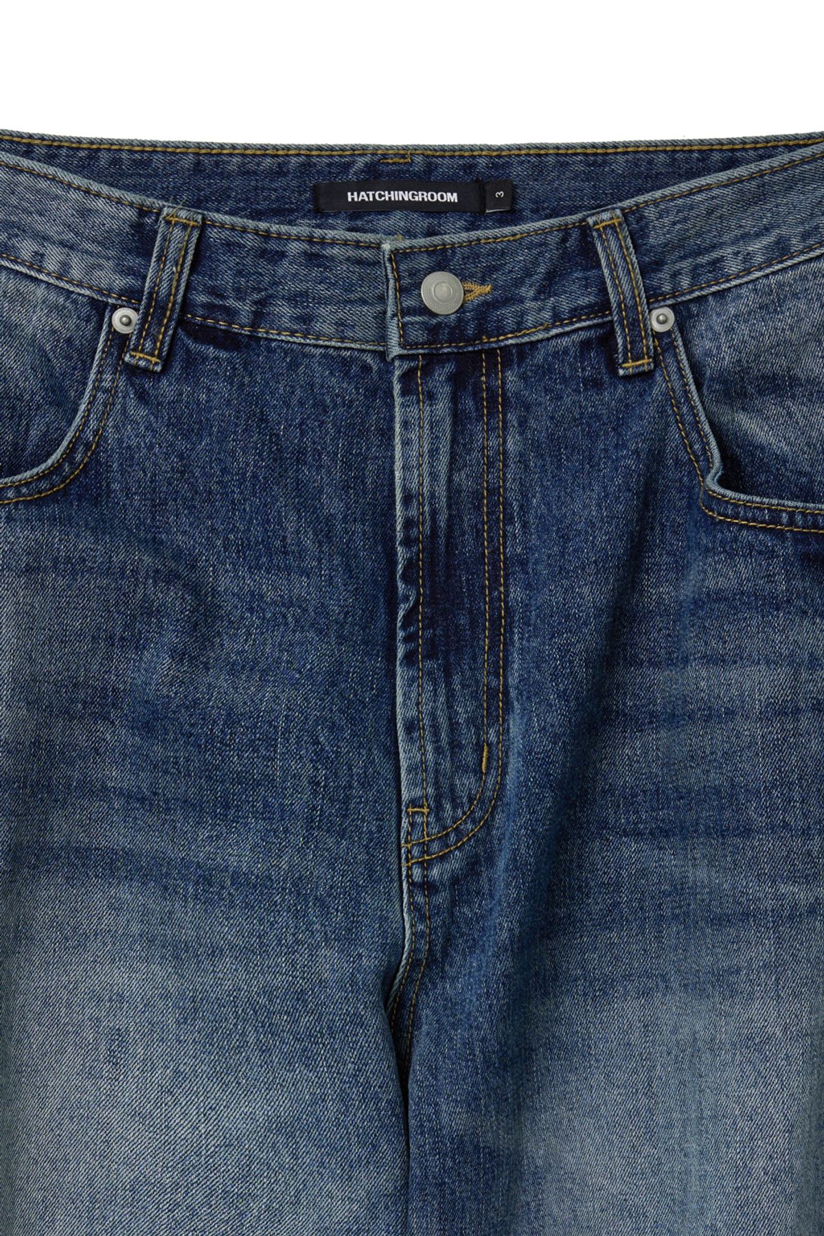 해칭룸(HATCHINGROOM) Flare Button Jeans Washed Blue