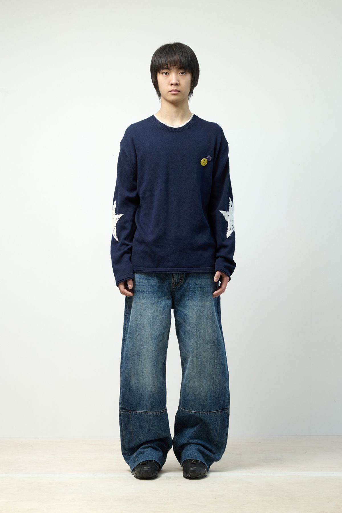 해칭룸(HATCHINGROOM) Flare Button Jeans Washed Blue