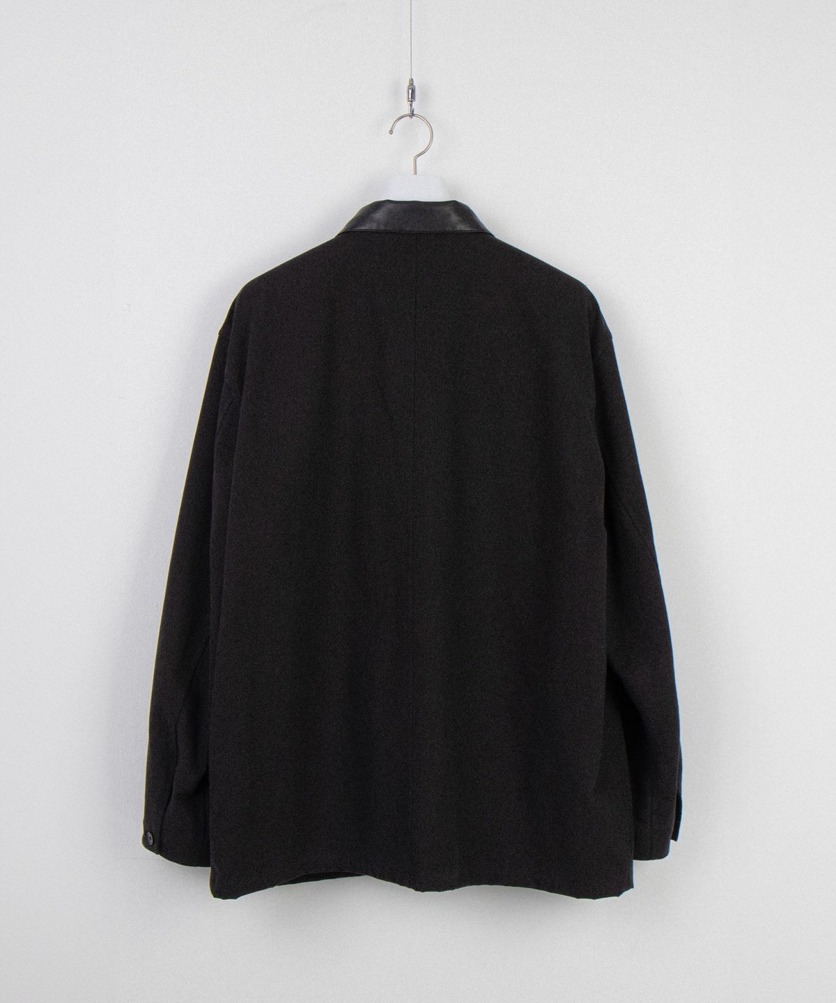 와기(WHAGI) Leather Collar Coverall Jacket (Black)
