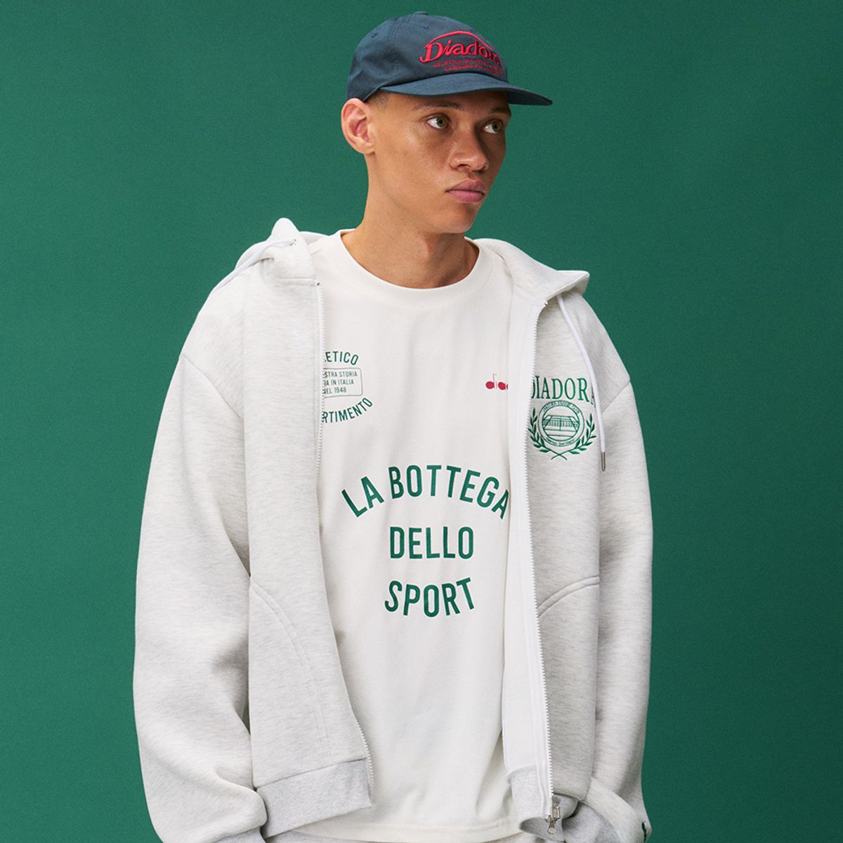 디아도라(diadora) 에어쿠션 후드집업 자켓 MELANGE GREY