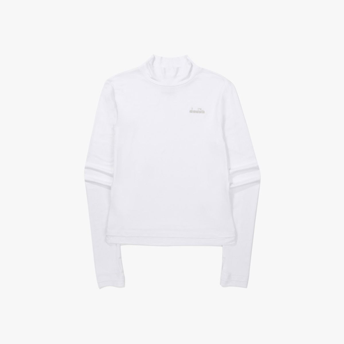 디아도라(diadora) 하프넥 배색 긴팔 티셔츠 우먼 OFF WHITE