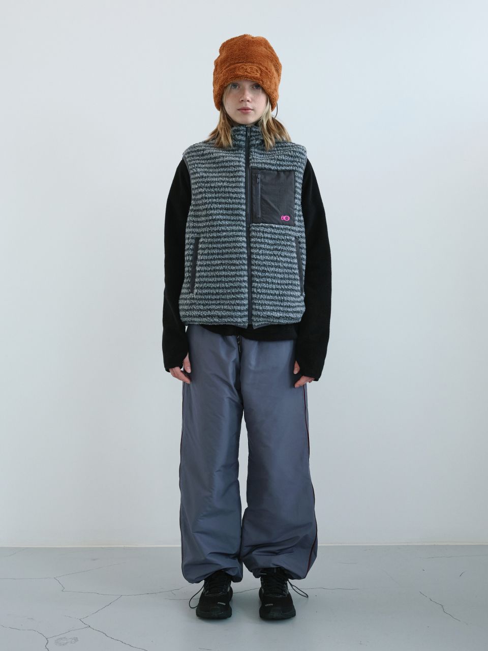 MUSINSA公式 | ENZO BLUES ストライプブークルフリースベスト (グレー)
