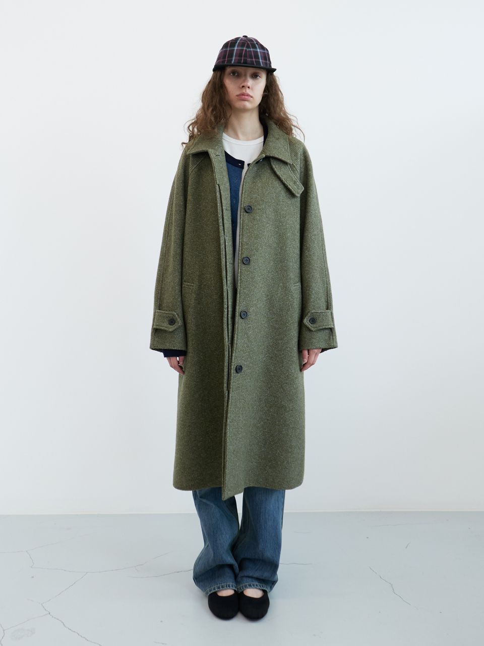 MUSINSA公式 | ENZO BLUES ストライプバルマカンコート (カーキ)