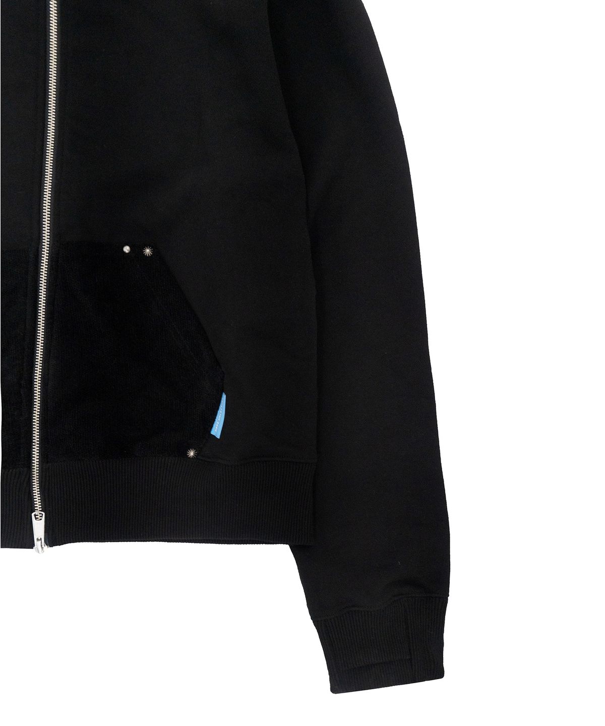 휴이(HUEY) Unbalanced Studded Hoodie Zip-Up Black