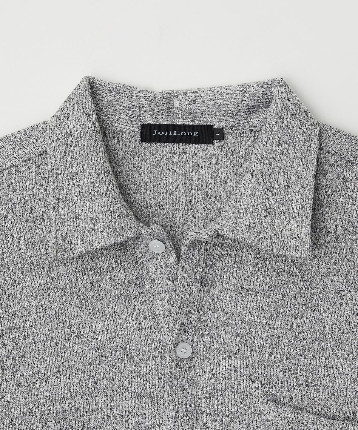 조질롱(JOJILONG) JN315 Herringbone Knit Cardigan Shirt - GREY MELANGE