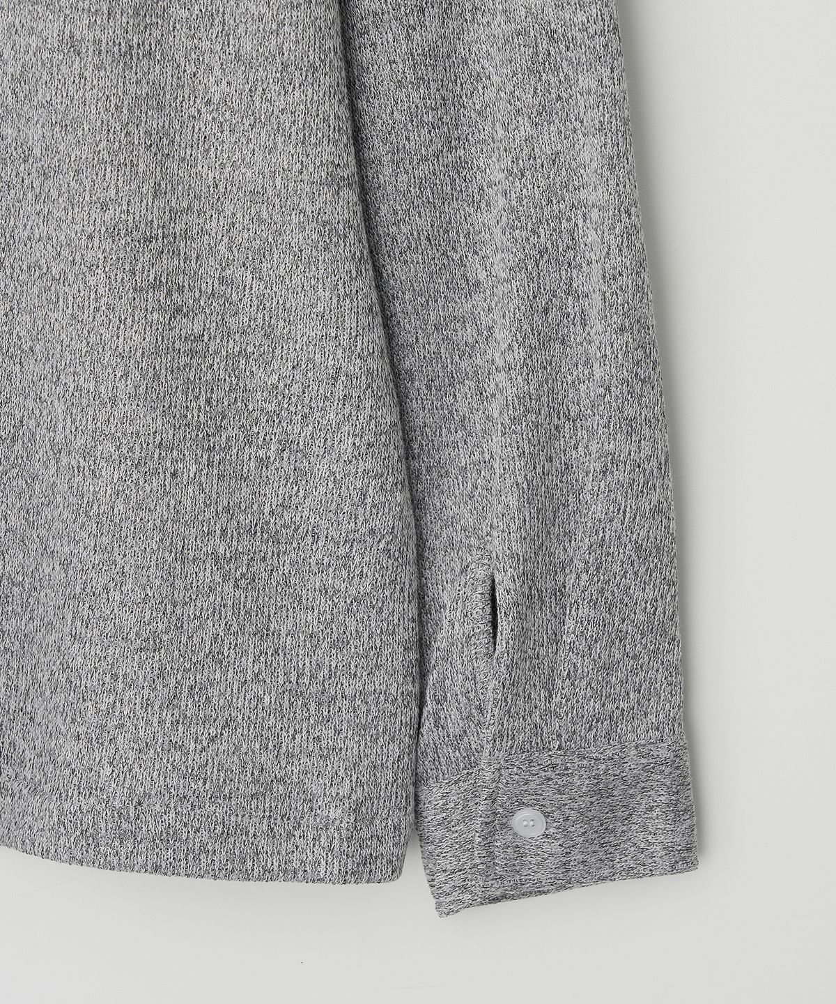 조질롱(JOJILONG) JN315 Herringbone Knit Cardigan Shirt - GREY MELANGE