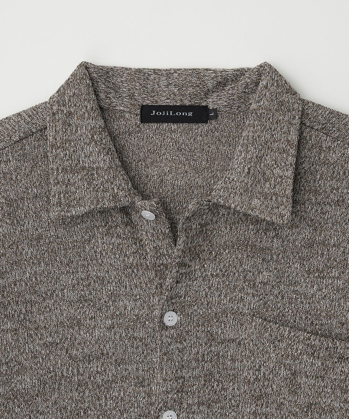 조질롱(JOJILONG) JN315 Herringbone Knit Cardigan Shirt - MOCHA MELANGE
