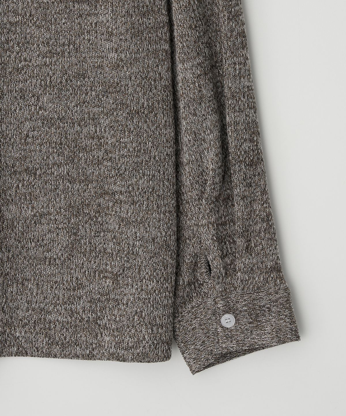 조질롱(JOJILONG) JN315 Herringbone Knit Cardigan Shirt - MOCHA MELANGE