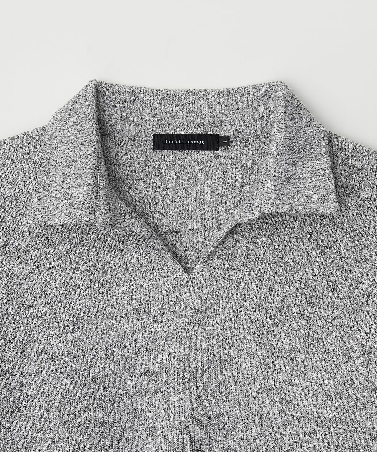 조질롱(JOJILONG) JN318 Herringbone Knit Pullover - LIGHT GREY MELANGE