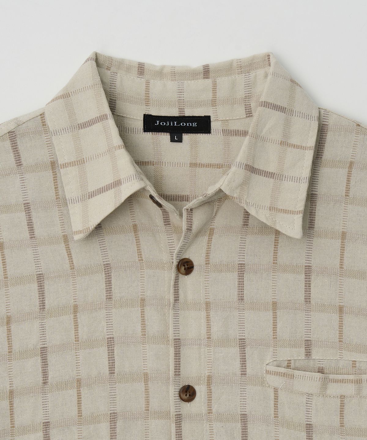 조질롱(JOJILONG) JN326 Welt Pocket Check Shirt - OATMEAL GRID