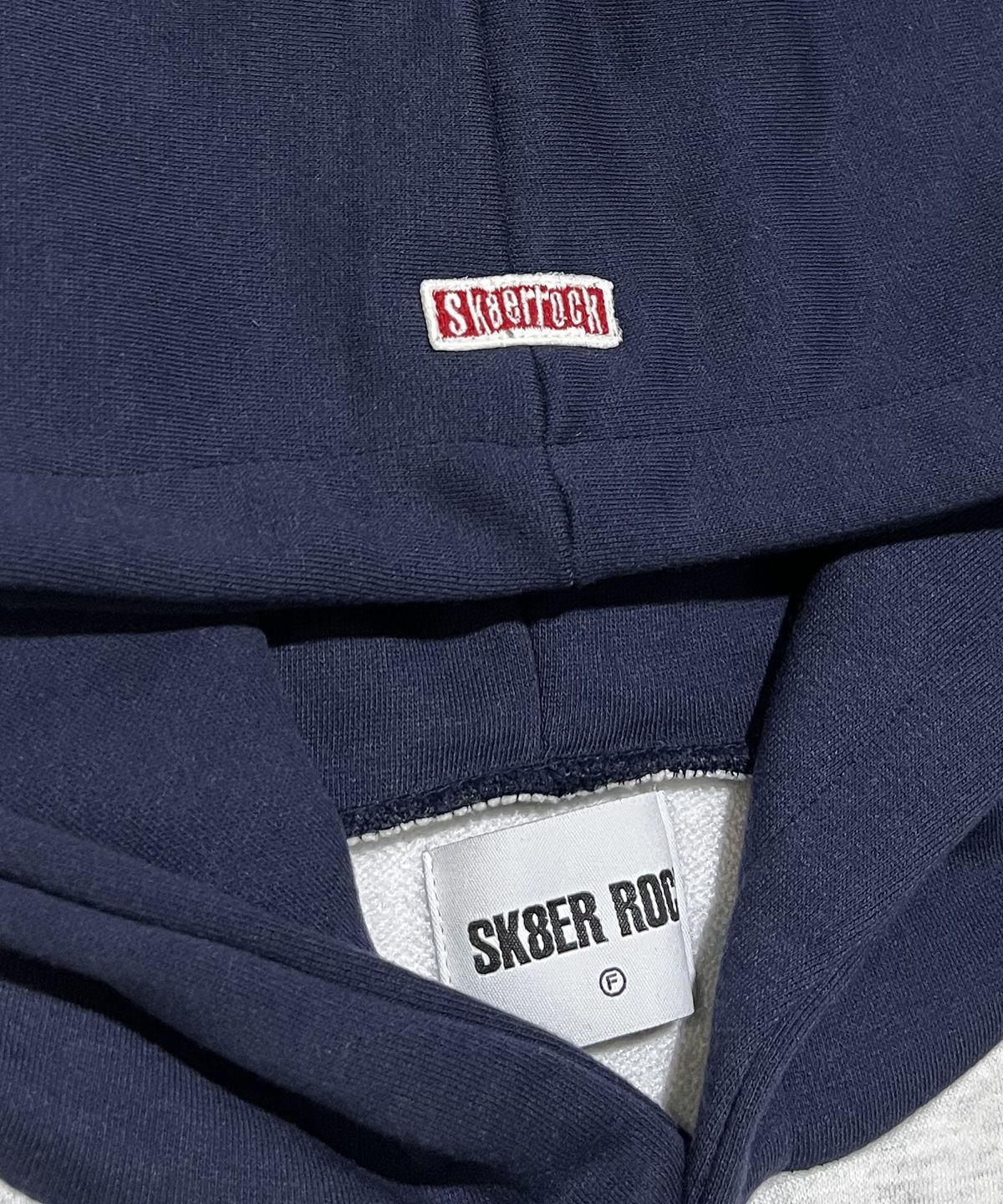 스케이터락(SK8ER ROCK) Star Patchwork Raglan Sweat Hoodie ((whitemelange*navy))