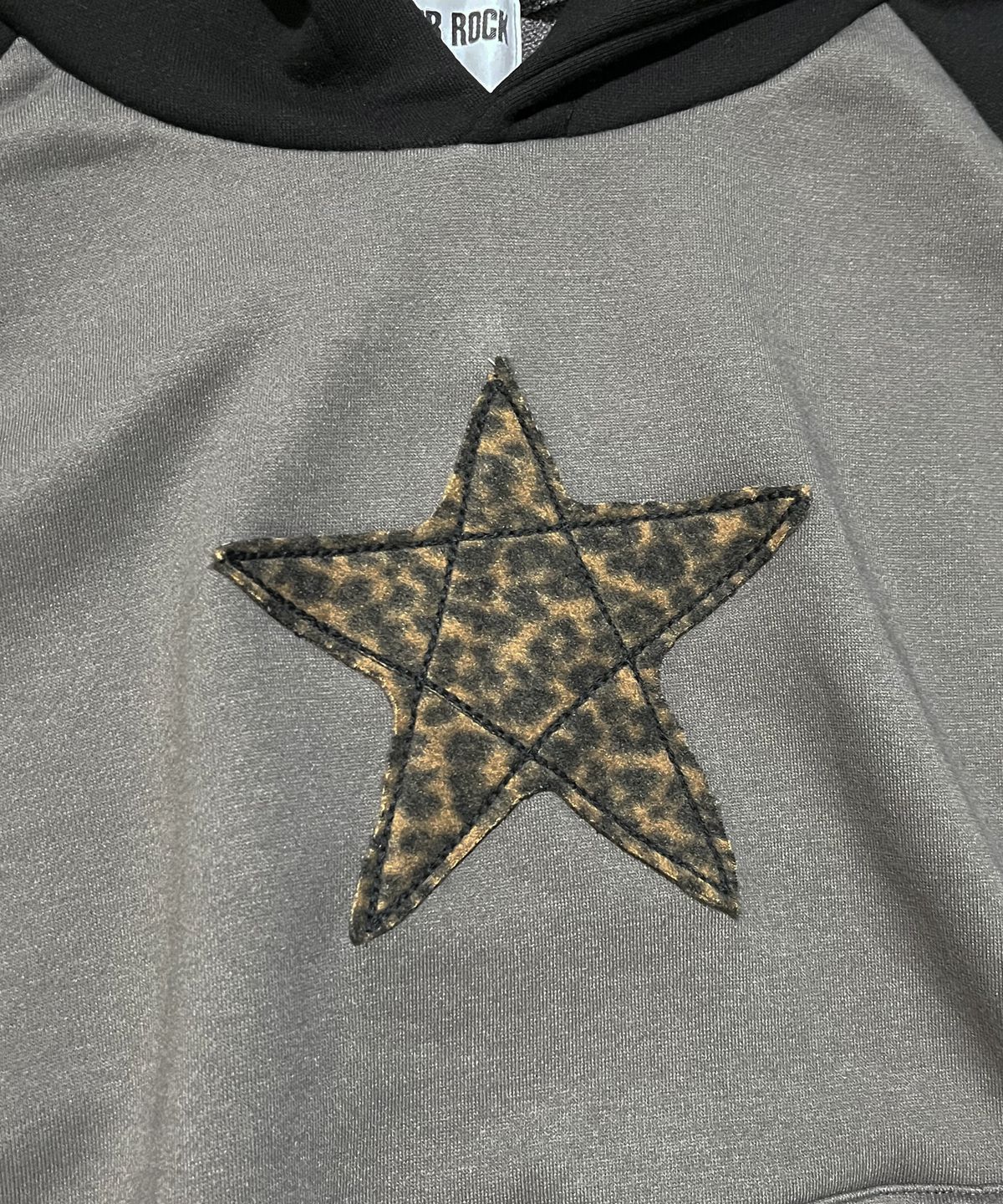 스케이터락(SK8ER ROCK) Star Patchwork Raglan Sweat Hoodie ((darkgray*black))