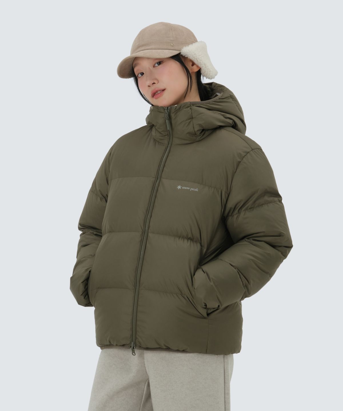 스노우피크 어패럴(SNOWPEAK APPAREL) 에어노바 퍼텍스 리버시블 후드 헤비 다운 자켓 (S25WUPDJ14) Yellow Khaki