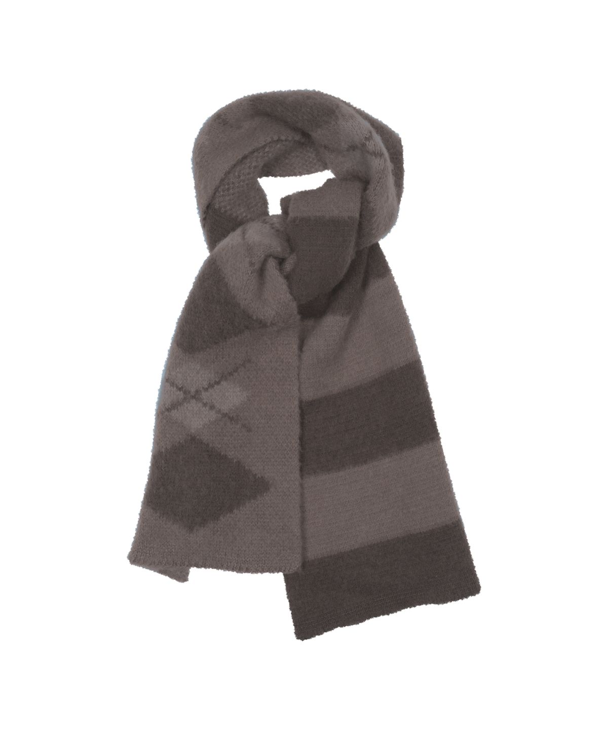 더콜디스트모먼트(THE COLDEST MOMENT) TCM stripe argyle muffler (brown)