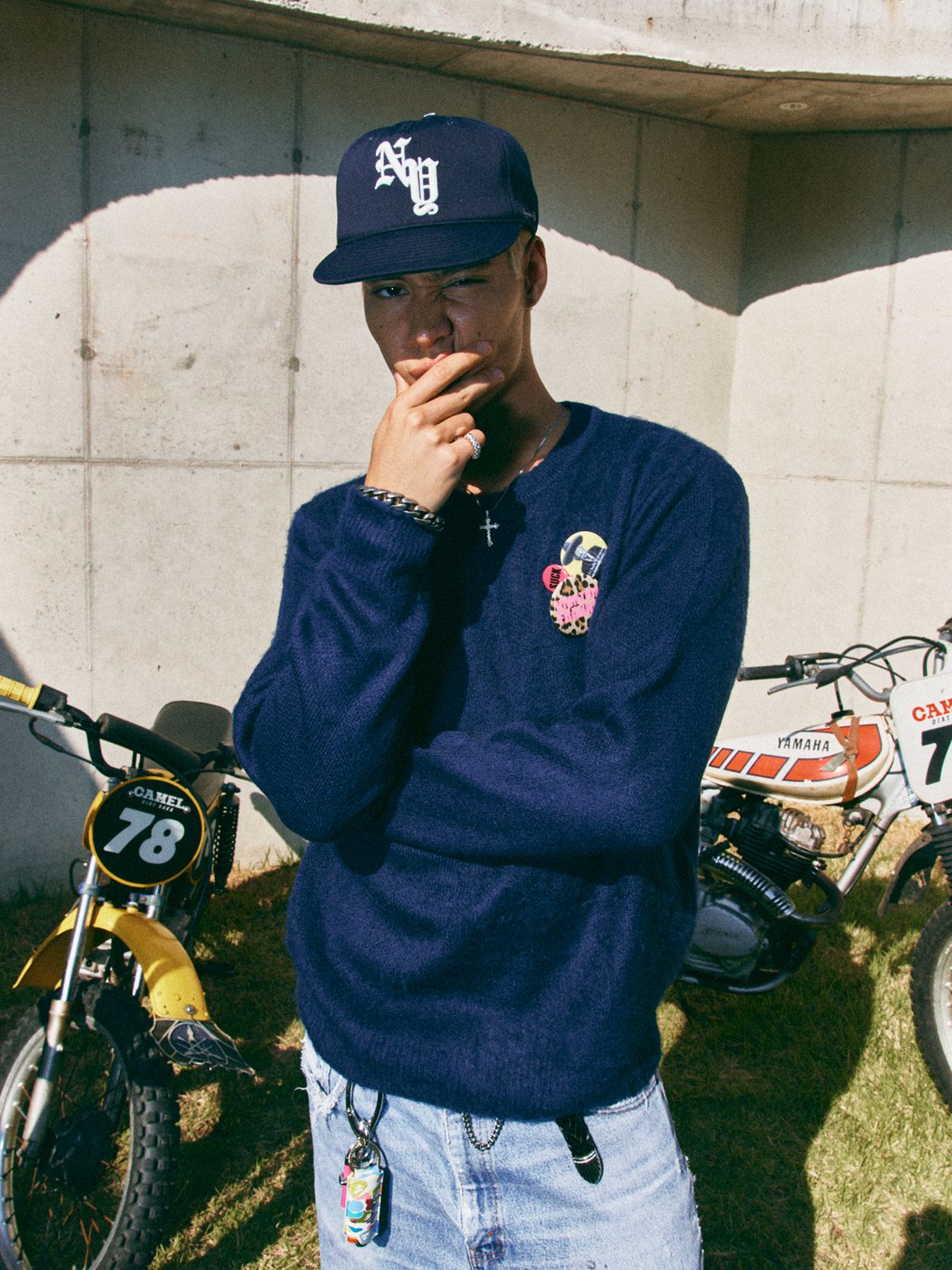 하이타이드 프랭키(HIGHTIDEFRANKIE) Frankie 3 Pins Round Knit Navy