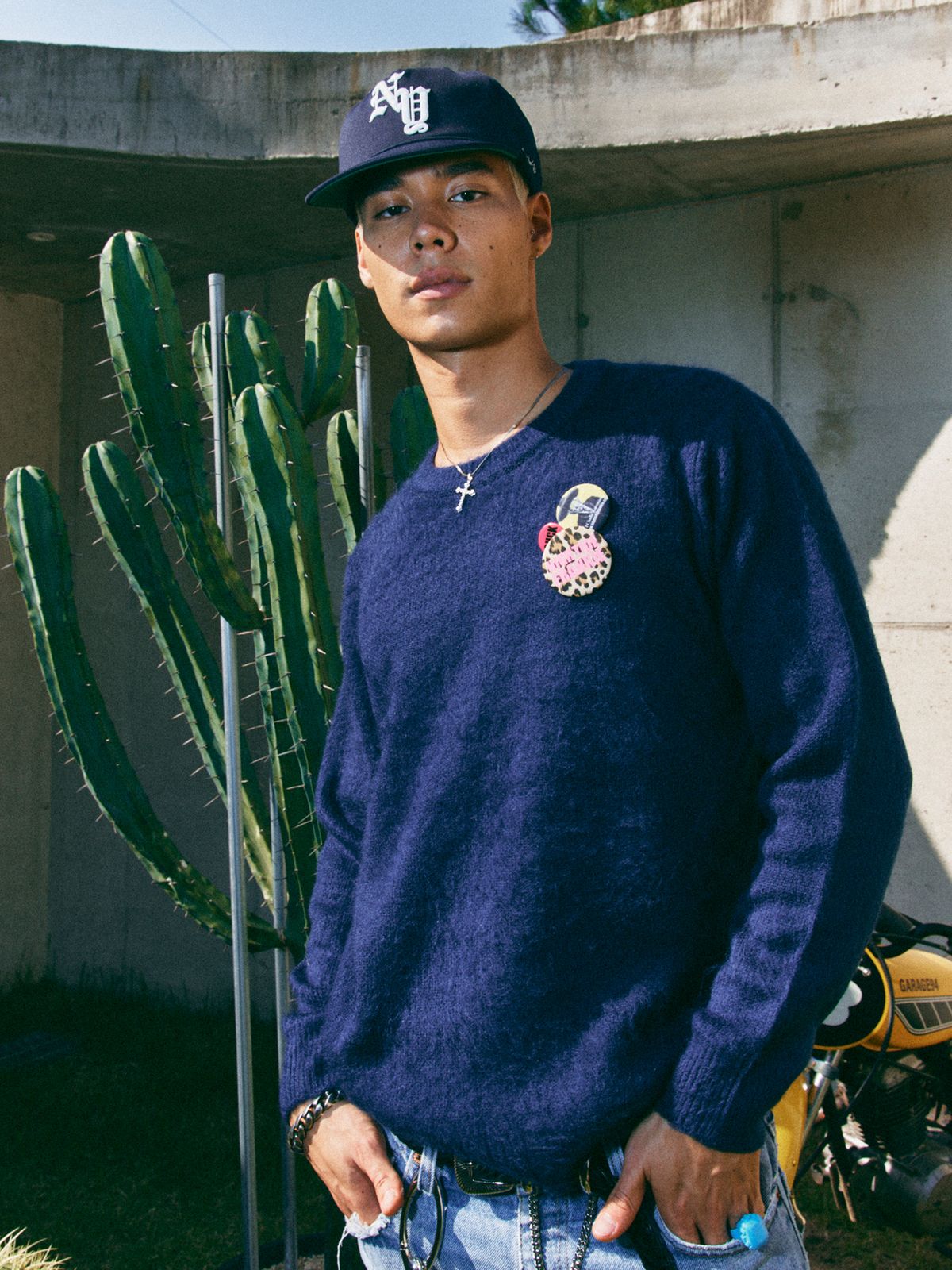 하이타이드 프랭키(HIGHTIDEFRANKIE) Frankie 3 Pins Round Knit Navy
