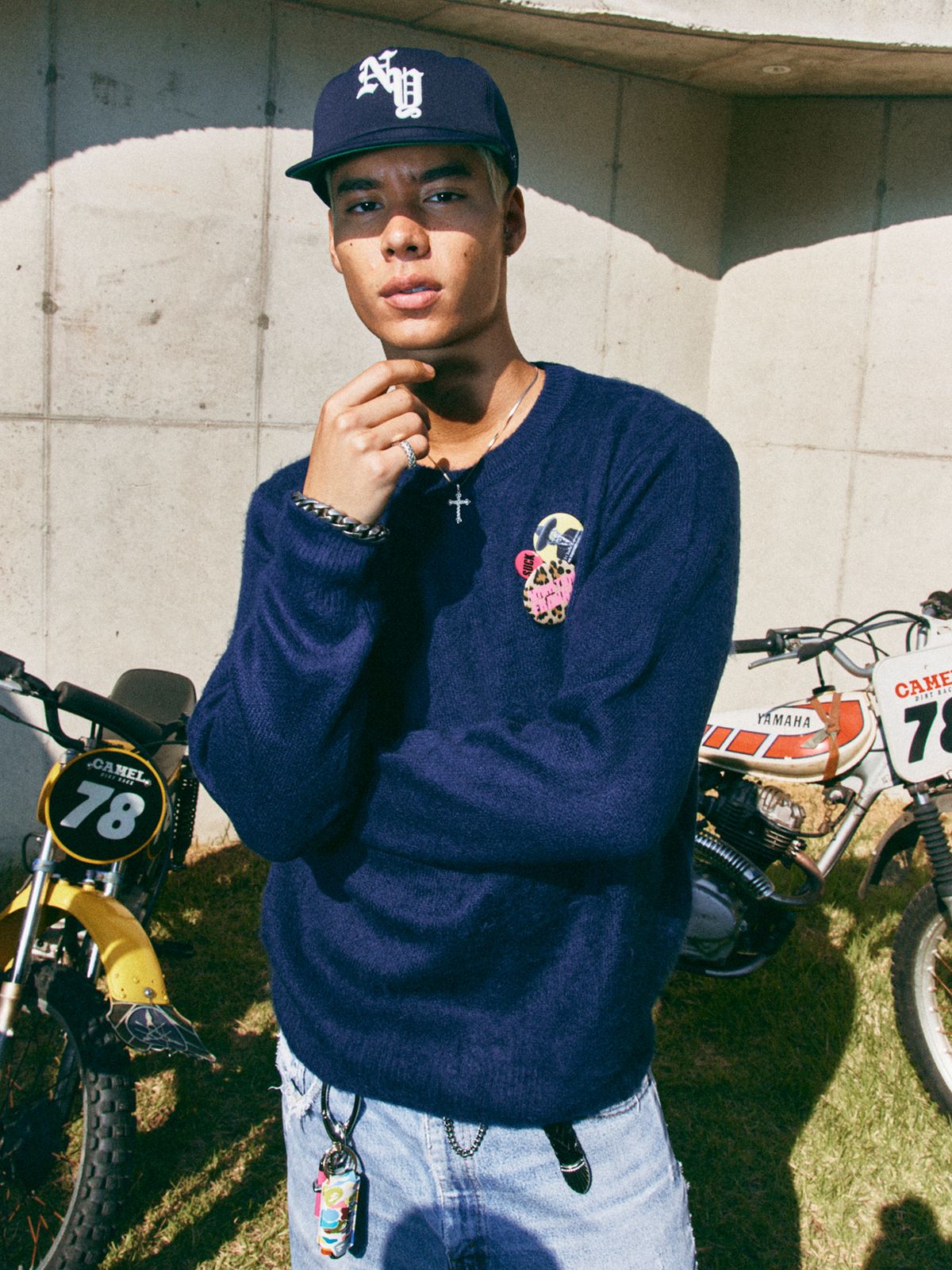 하이타이드 프랭키(HIGHTIDEFRANKIE) Frankie 3 Pins Round Knit Navy