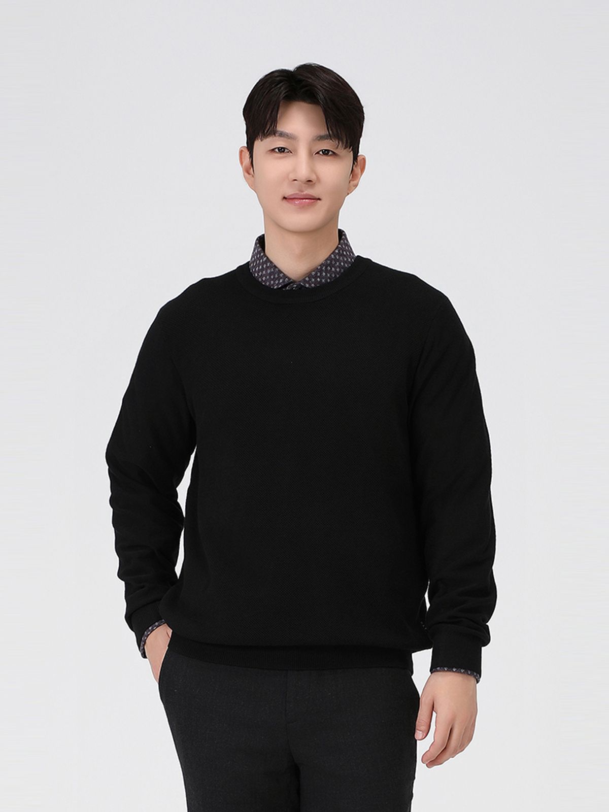 피에이티(PAT) 울혼방 라운드넥 스웨터_1I73381