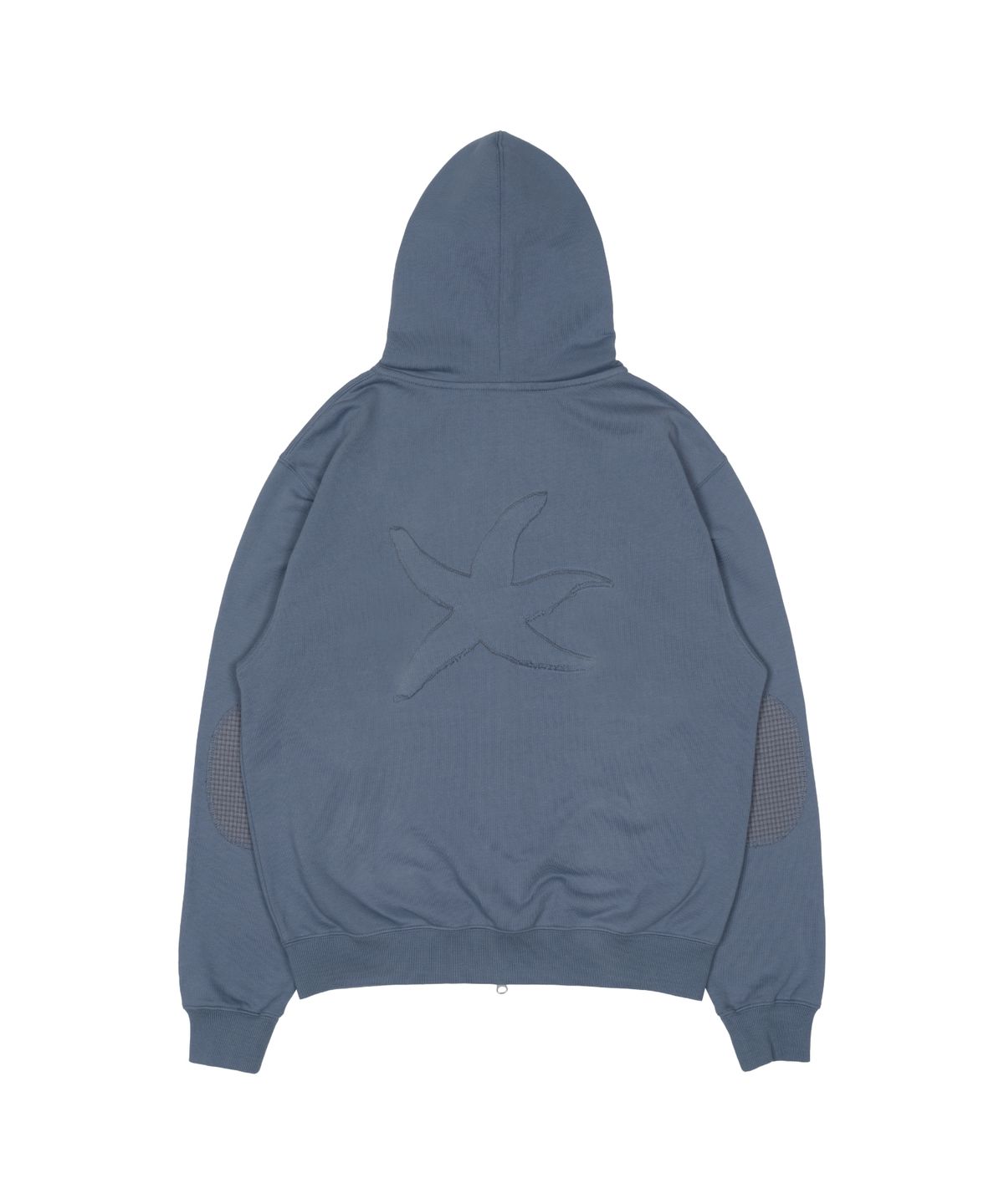더콜디스트모먼트(THECOLDESTMOMENT) TCM check elbow patch hooded zip-up (blue)