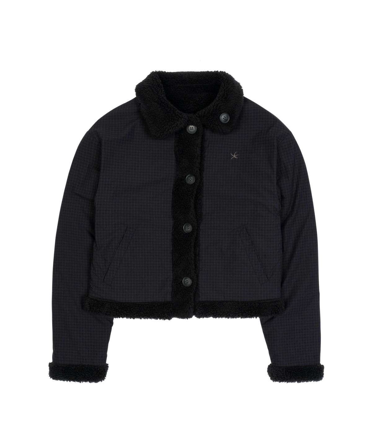 더콜디스트모먼트(THE COLDEST MOMENT) TCM reversible check fur jacket (black)