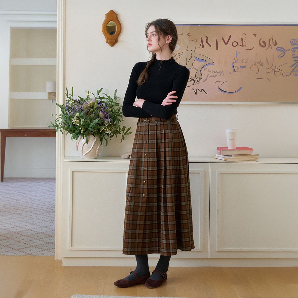 심플레트로(SIMPLE RETRO) SR_College plaid skirt
