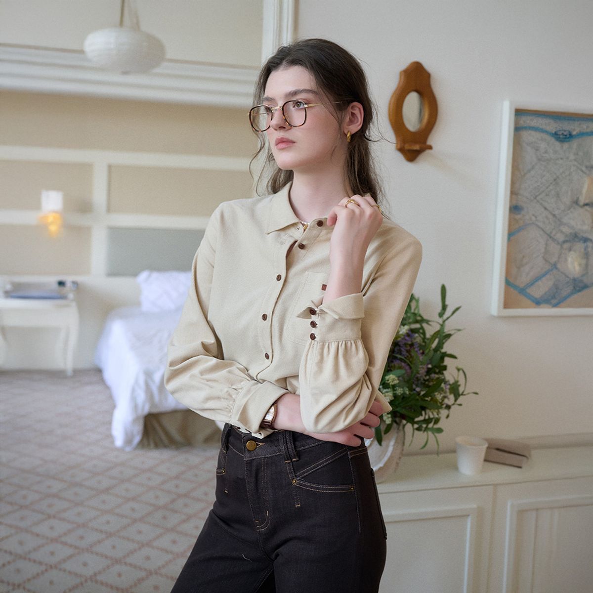 심플레트로(SIMPLE RETRO) SR_Versatile corduroy shirt_2color