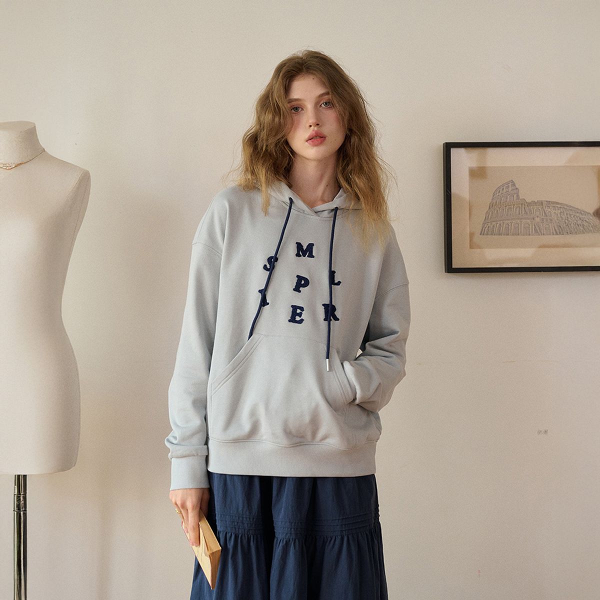 심플레트로(SIMPLE RETRO) SR_Casual style hooded sweatshirt_2color