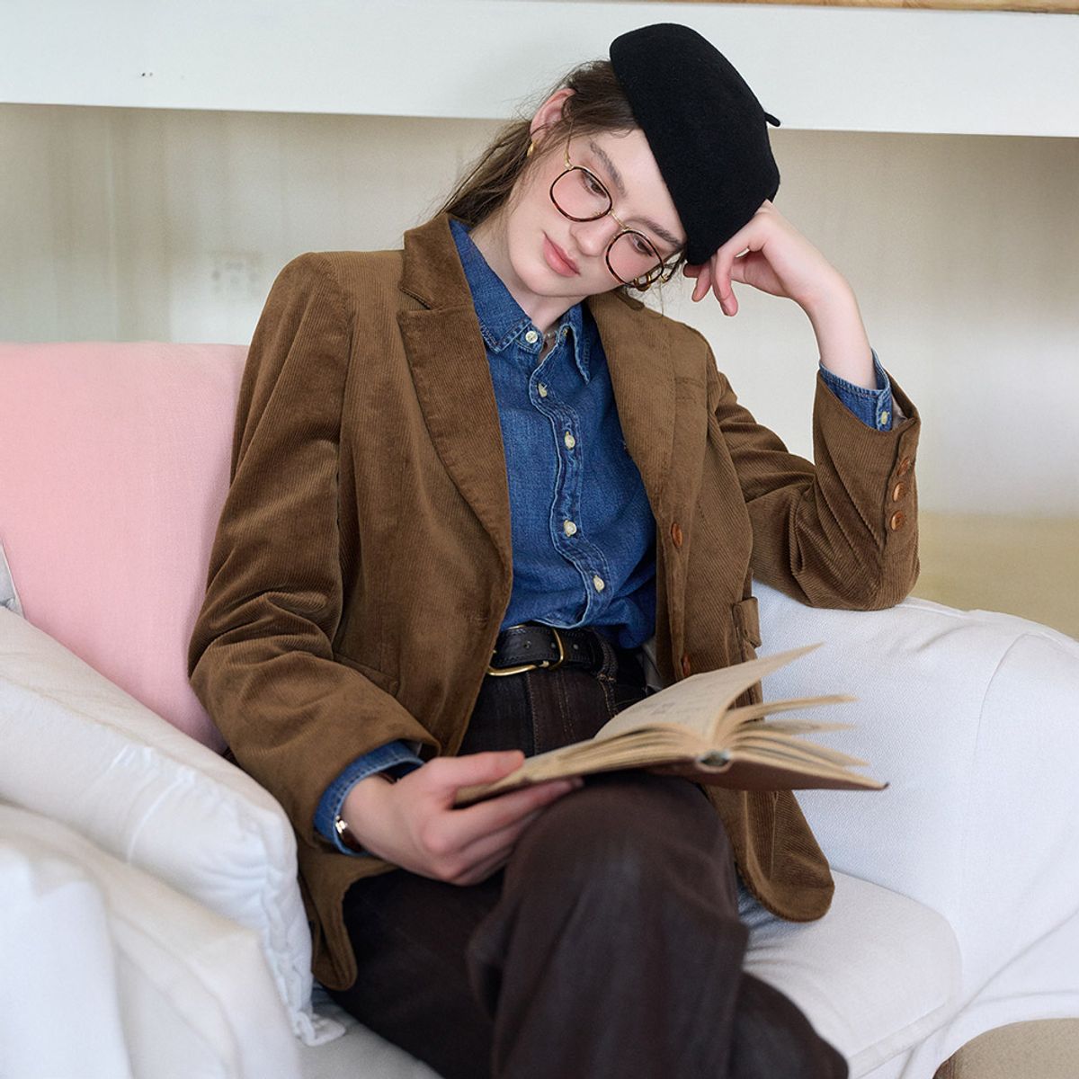 심플레트로(SIMPLE RETRO) SR_Casual pit strip corduroy blazer