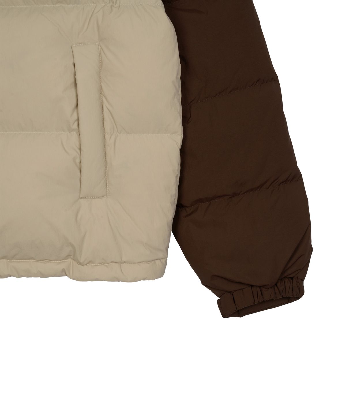 더콜디스트모먼트(THE COLDEST MOMENT) TCM color block puffer jacket (brown)