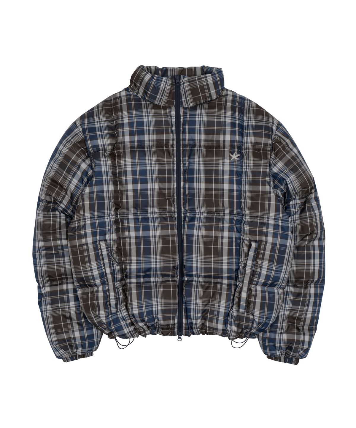 더콜디스트모먼트(THE COLDEST MOMENT) TCM mini logo check puffer jacket (navy)
