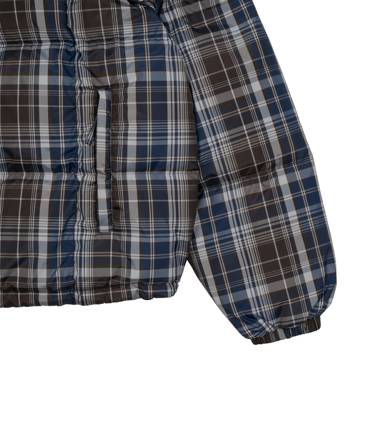 더콜디스트모먼트(THE COLDEST MOMENT) TCM mini logo check puffer jacket (navy)