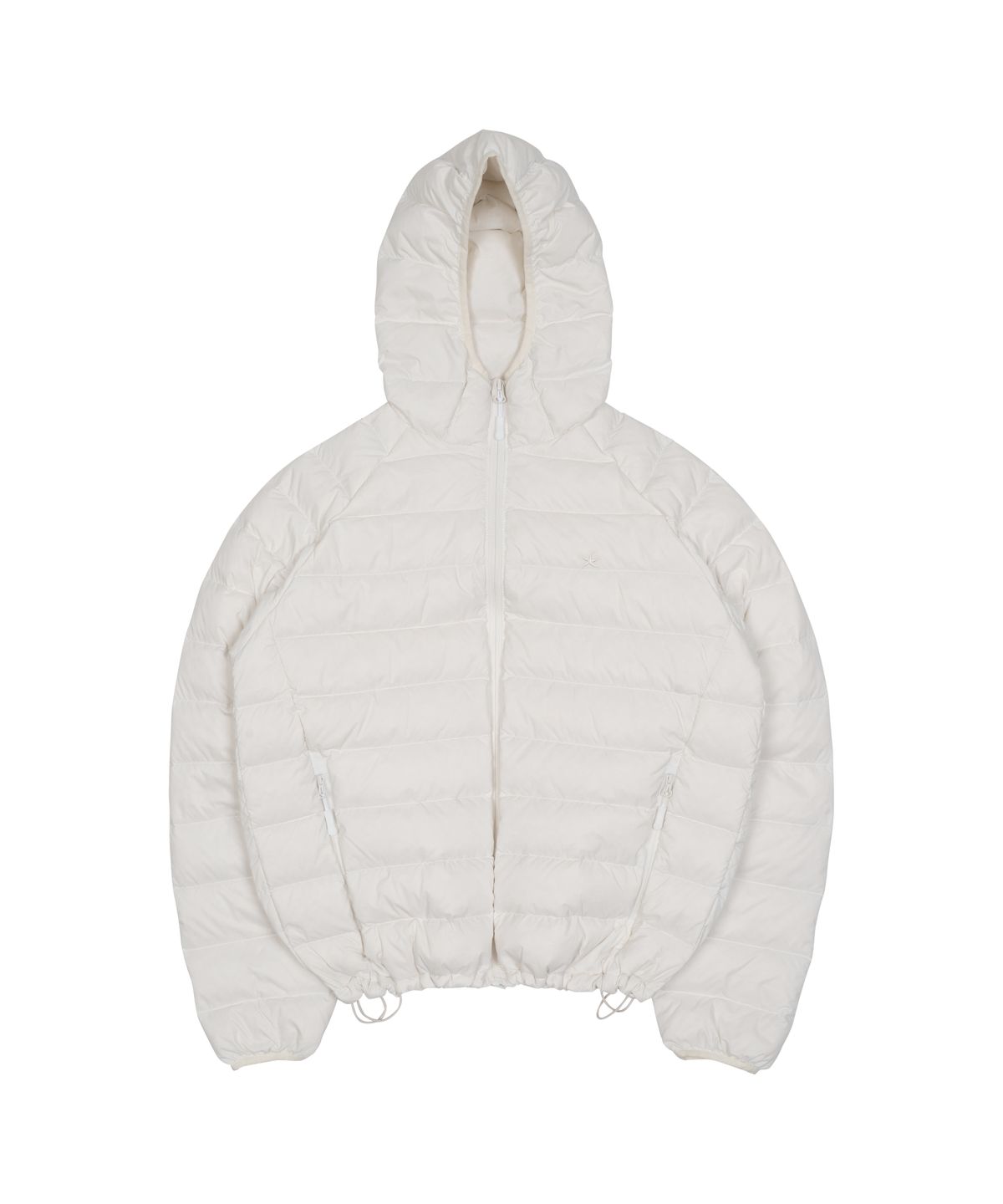 더콜디스트모먼트(THE COLDEST MOMENT) TCM mini logo raglan light puffer jacket (white)