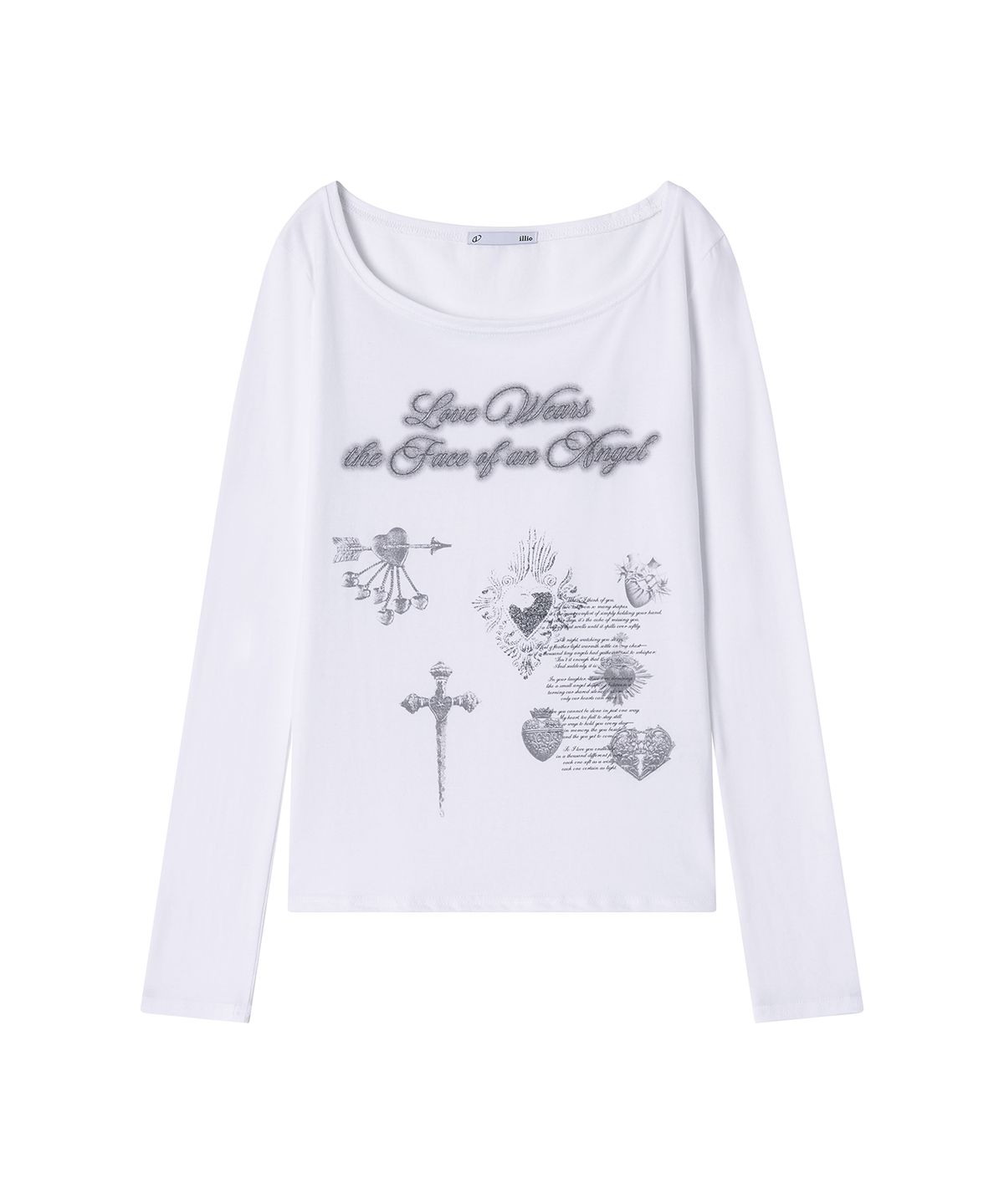 일리오(ILLIO) White Vintage heart longsleeve