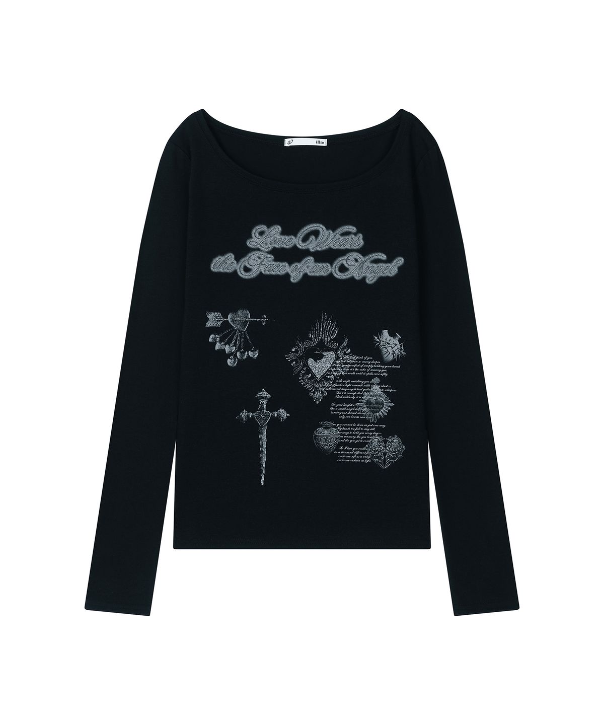 일리오(ILLIO) Black Vintage heart longsleeve