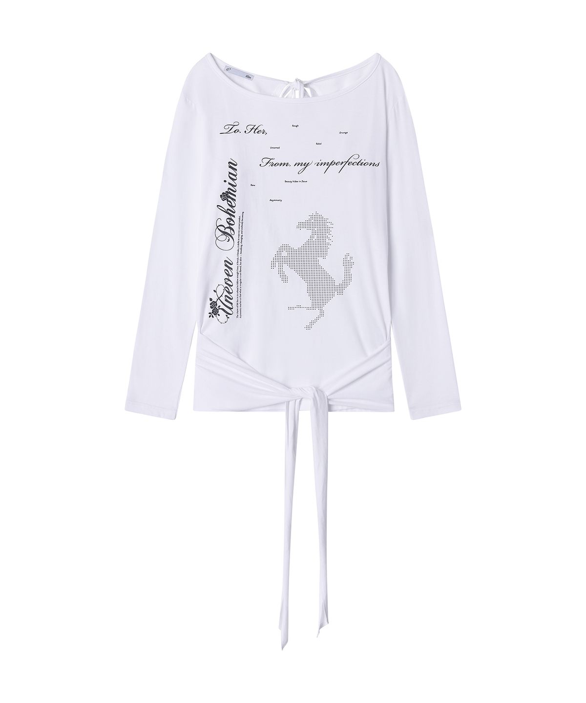 일리오(ILLIO) White Backless waist knot longsleeve