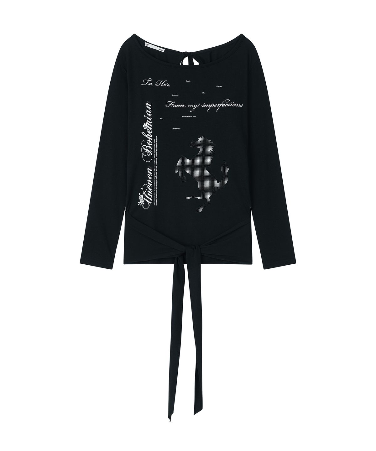 일리오(ILLIO) Black Backless waist knot longsleeve
