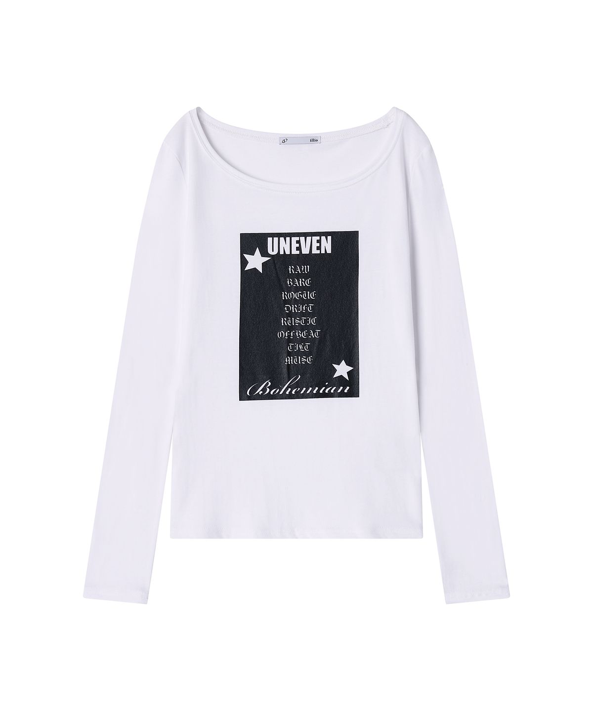 일리오(ILLIO) White Uneven graphic longsleeve