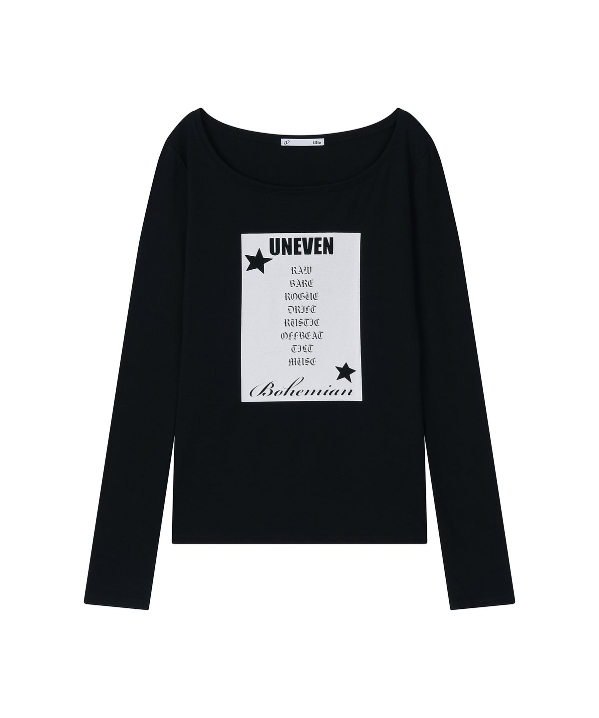 일리오(ILLIO) Black Uneven graphic longsleeve