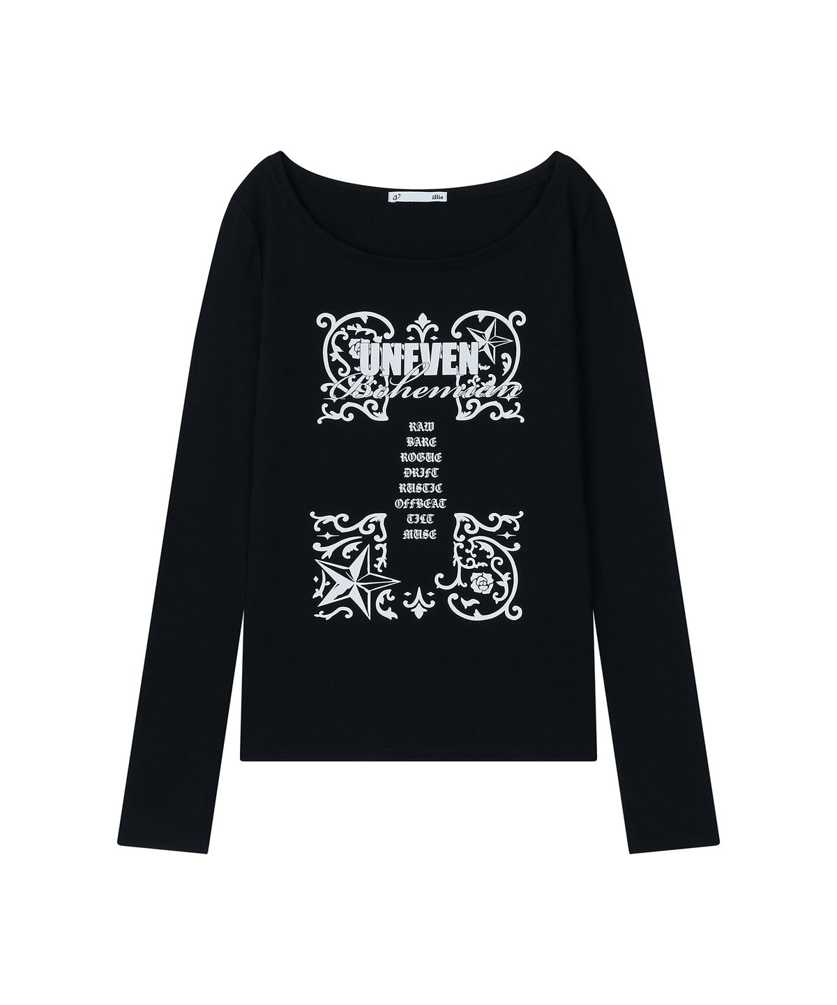 일리오(ILLIO) Black Bohemian graphic longsleeve
