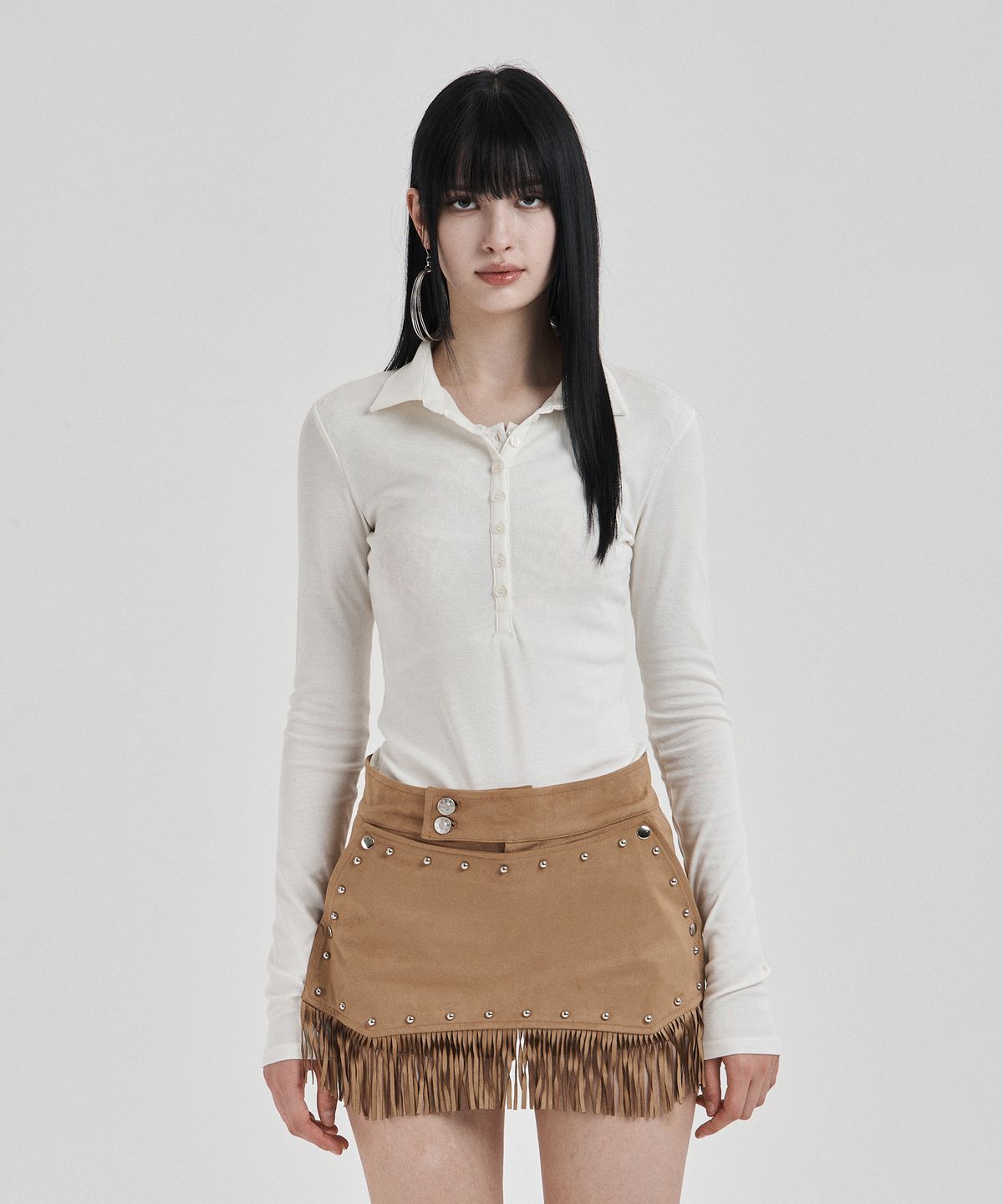 일리오(ILLIO) Ivory Lace layered longsleeve polo shirts