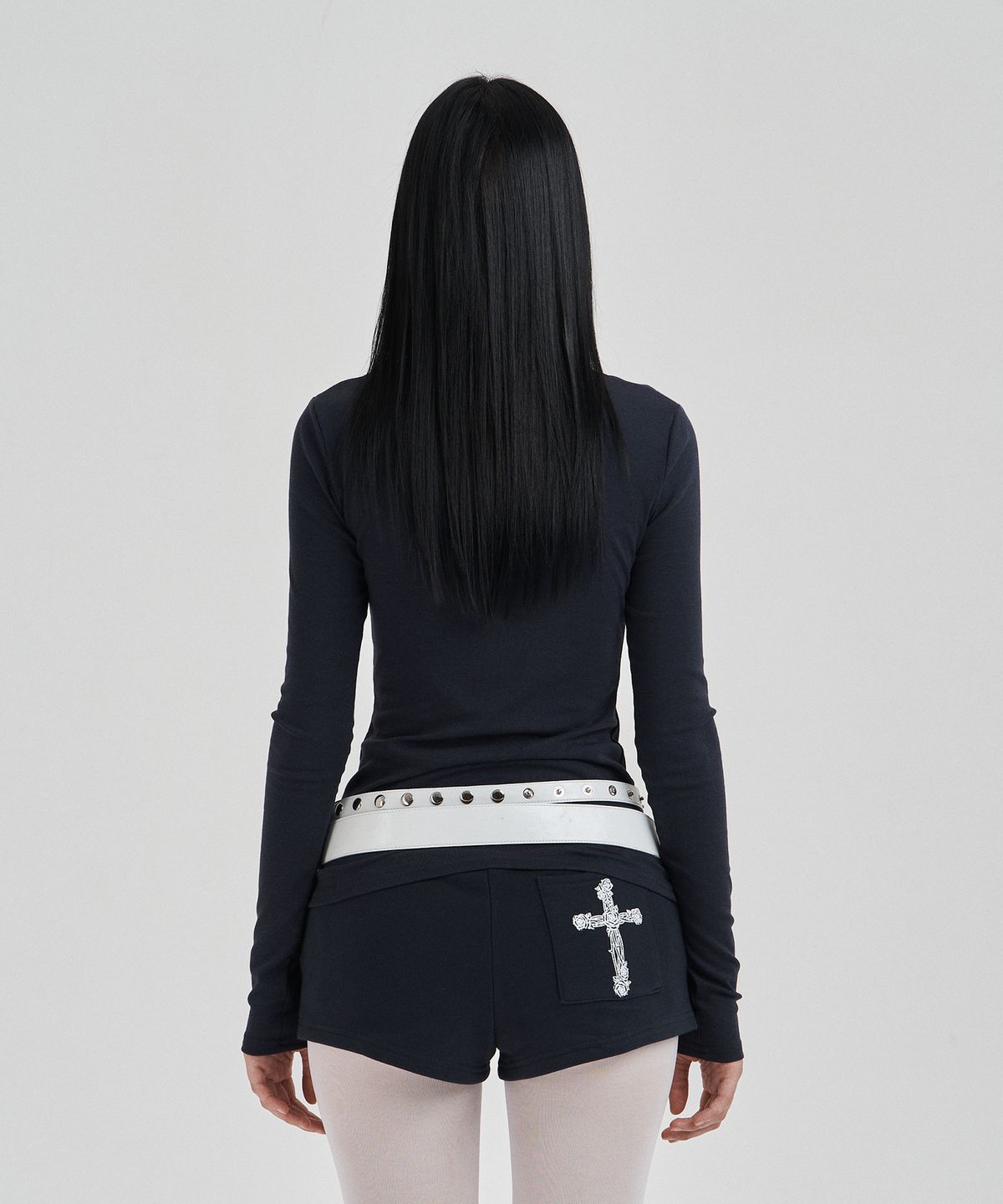 일리오(ILLIO) Navy Lace layered longsleeve polo shirts