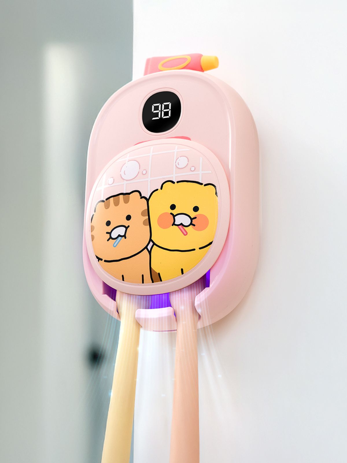 카카오프렌즈 파트너(KAKAOFRIENDS PARTNERS) 카카오프렌즈 춘식이 짝꿍 듀얼 칫솔 살균 건조기 2구 휴대용 가정용 살균기